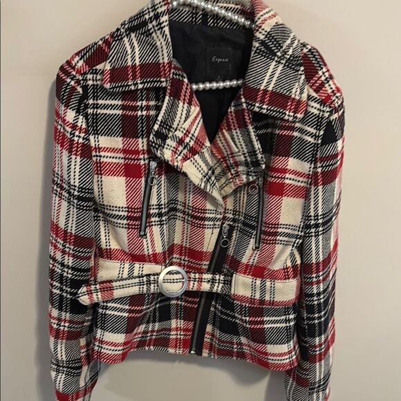 Express Red and Black Plaid jacket size large - Picture 1 of 5